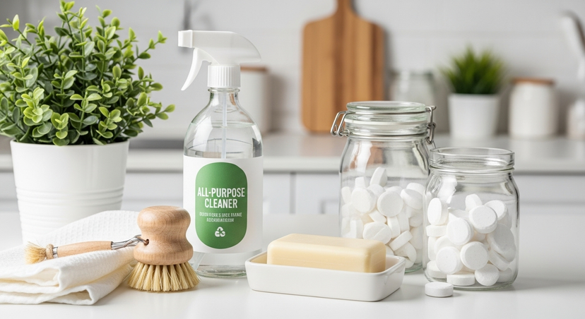 Technician detailing bathroom tiles during a deep clean