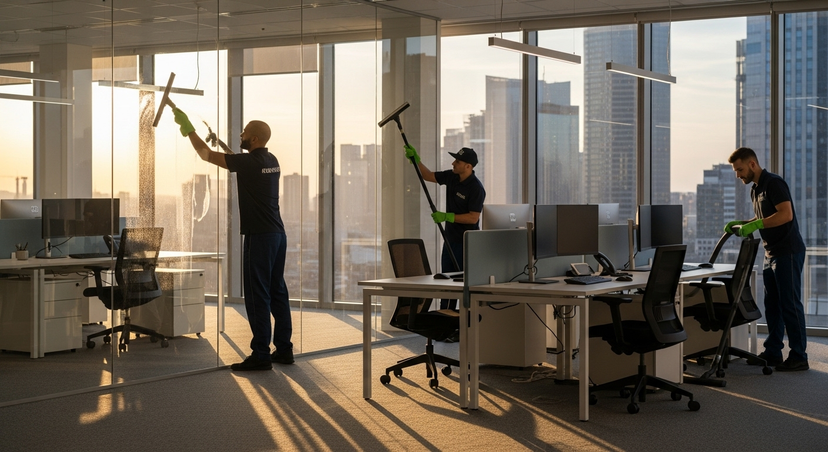 Crew performing intensive commercial deep cleaning