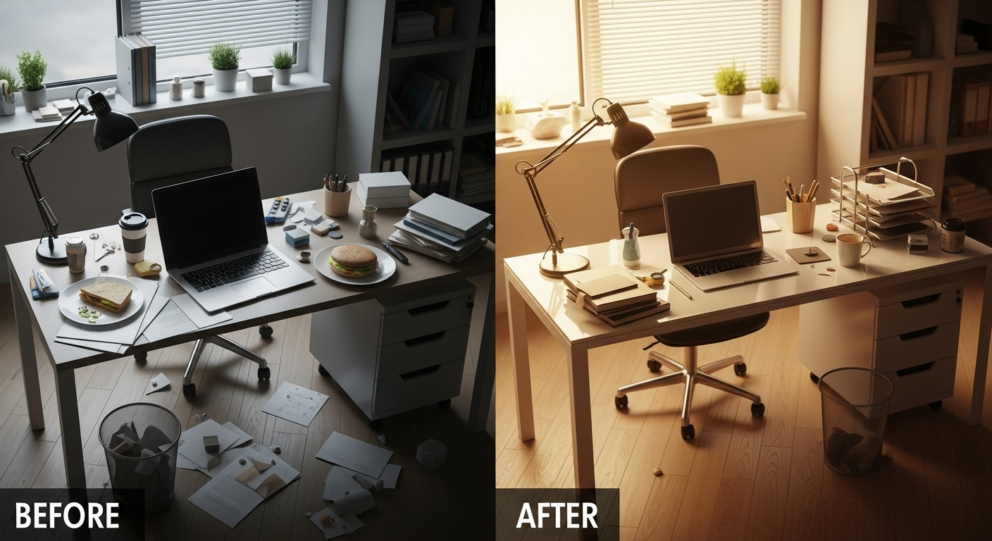 Cleaning team maintaining a modern office